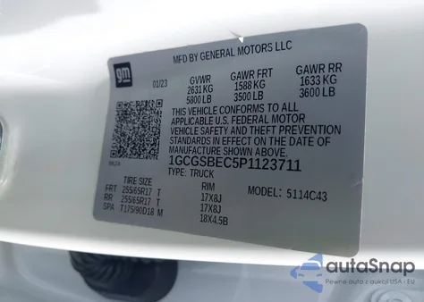 2023 Chevrolet Colorado 2Wd Short Box Wt из США, поврежденный, VIN 1GCGSBEC5P1123711